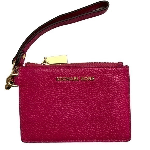 Michael Kors Pink Pebbled Leather Wristlet Keyring Bag